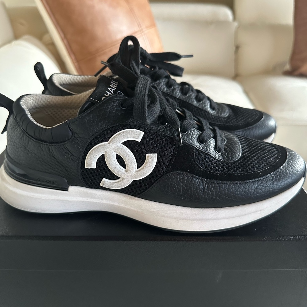 Black and White Chanel Sneaker Size 40 fits US 8.5 or 9.
